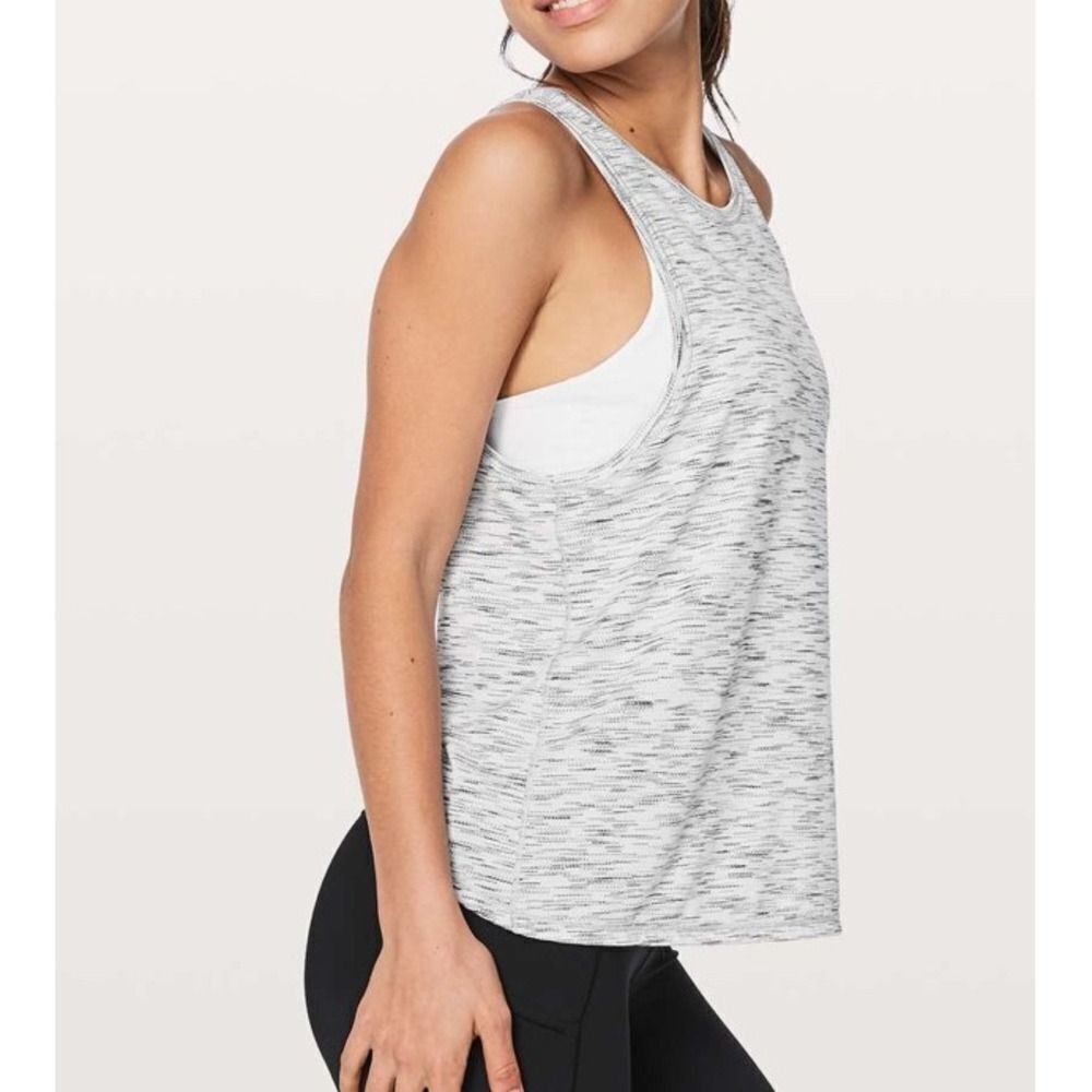 Lululemon Workout Tank Top Racerback Athletic Sleeveless White Gray Size 6
